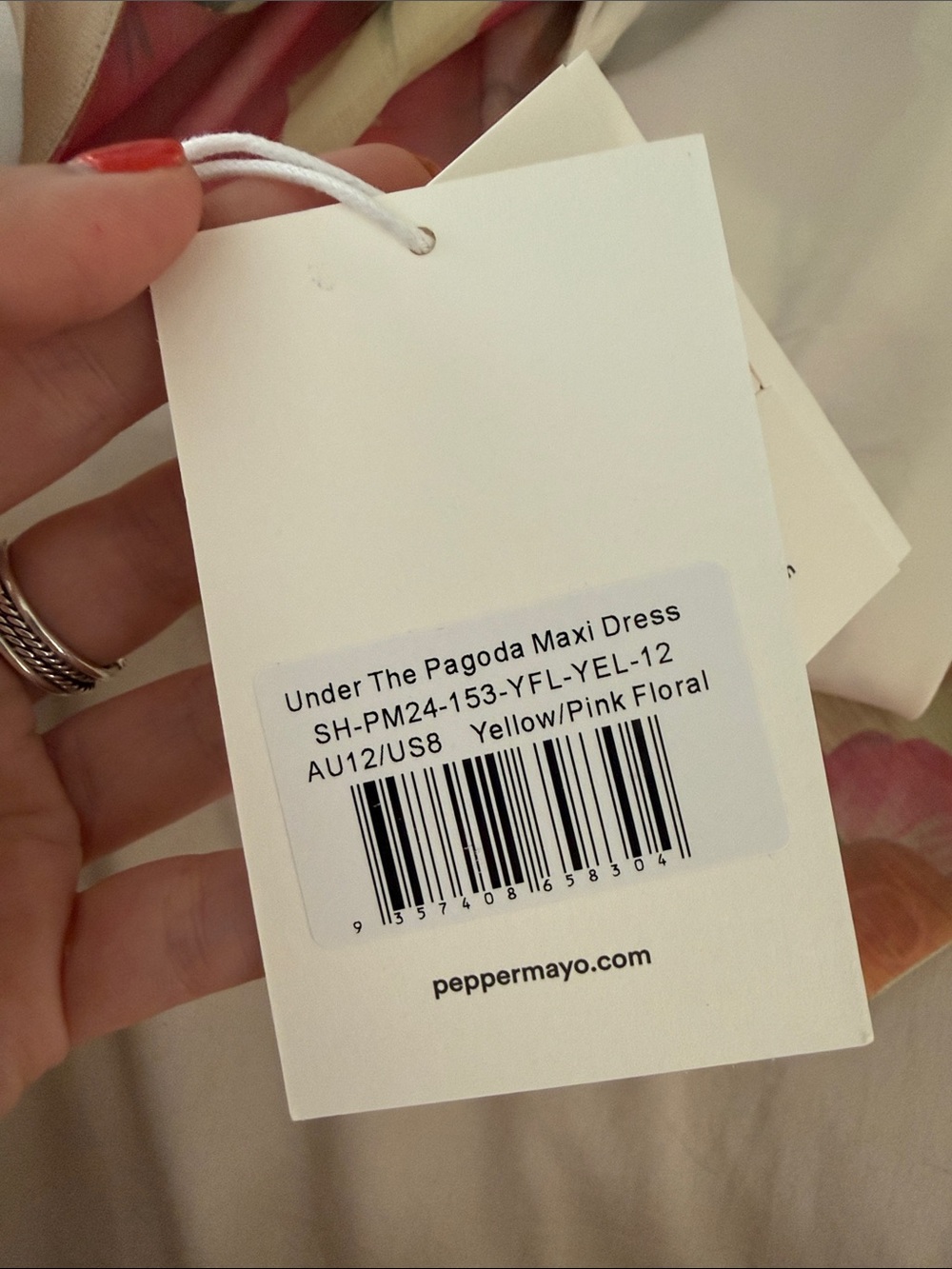 Peppermayo Strapless Floral Maxi Dress in Cream with Pink & Green - Picture 4 of 4